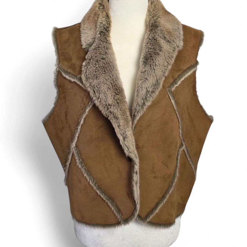 Faded Glory Women's Brown Faux Fur Vest